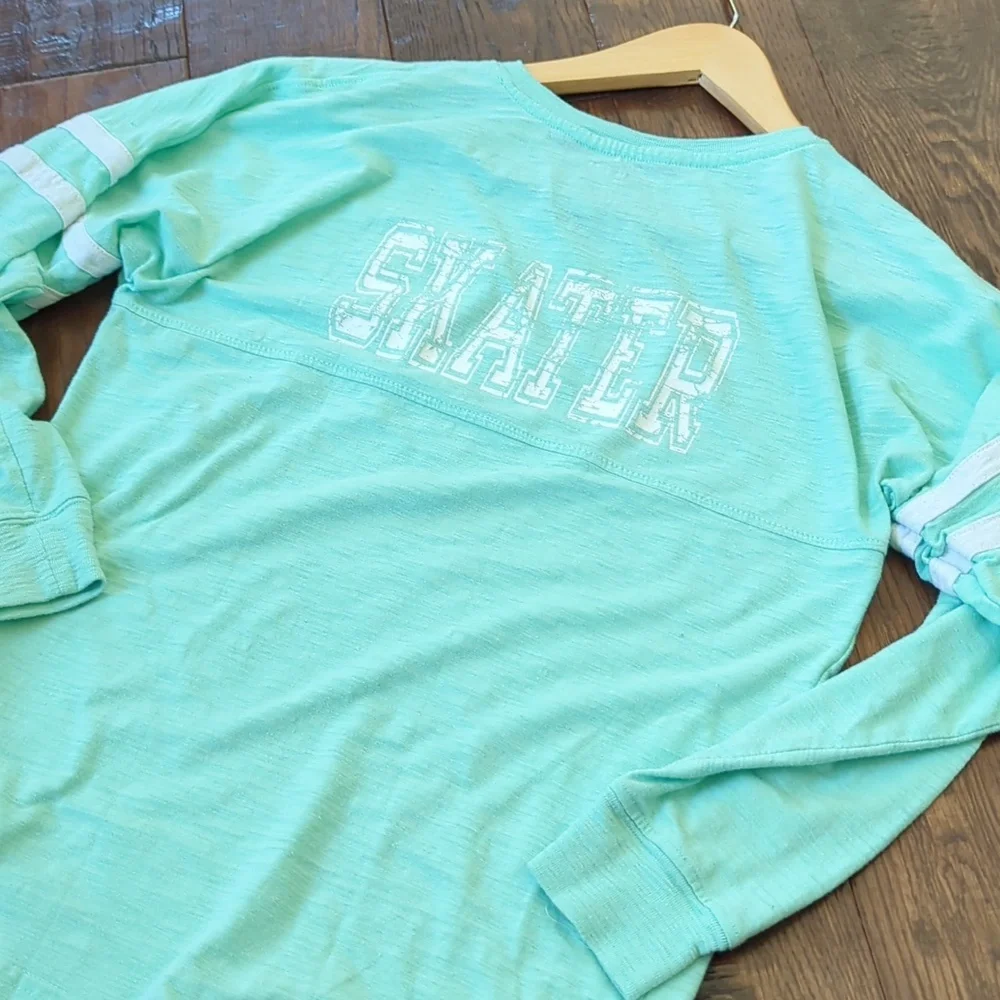 BOXERCRAFT I Mint Green Raglan Striped Long Sleeve Figure Skater Shirt Top, YL